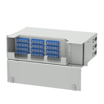 Субоптическая распределительная рама для 96 ядер Оптическое оборудование из волокон серо-черного цвета